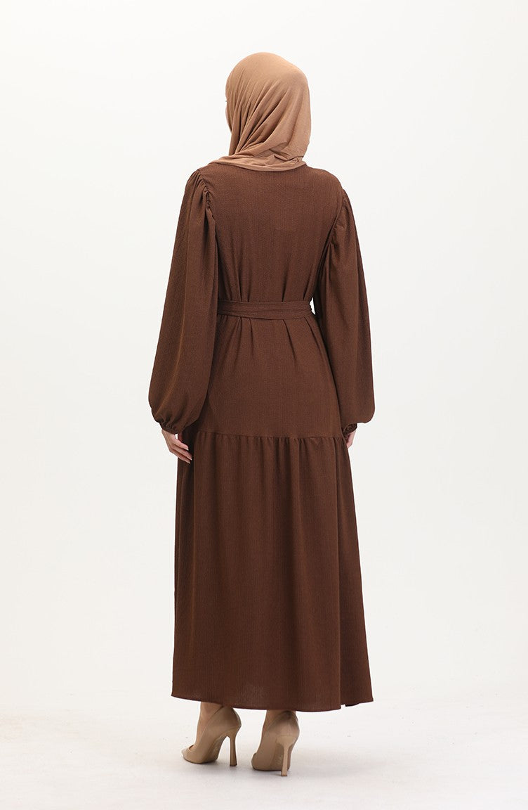 Abaya Manches Ballon 1026-05 Marron 1026-05