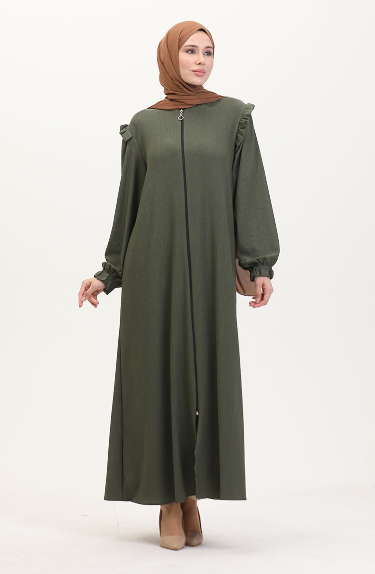 Abaya à Froufrous 1055-01 Khaki 1055-01