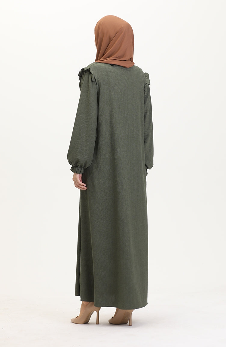 Abaya à Froufrous 1055-01 Khaki 1055-01