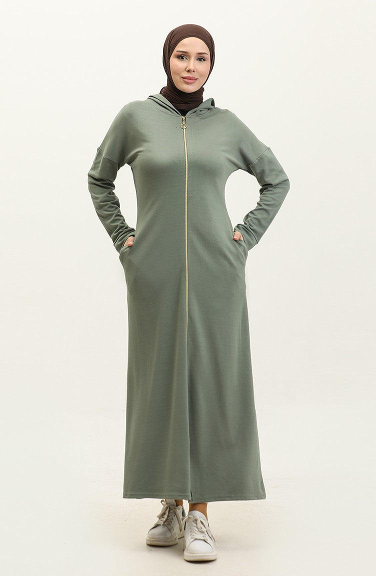 Abaya A Fermeture 2140-01 Vert 2140-01