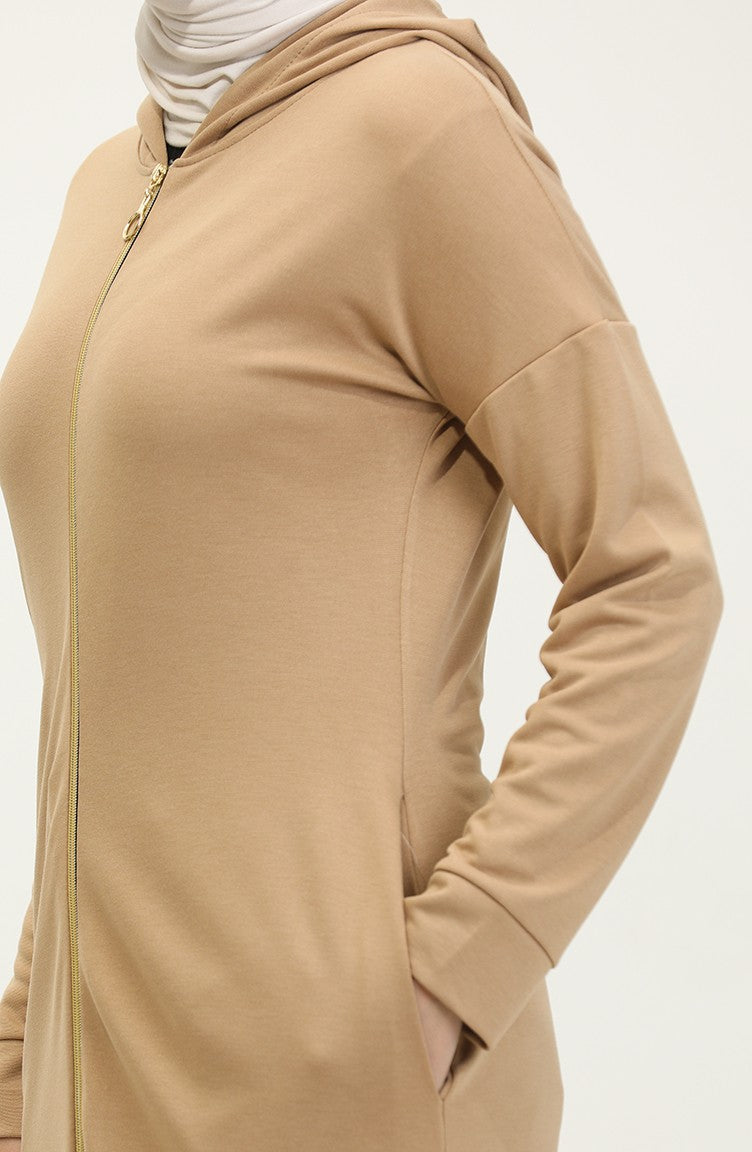 Abaya A Fermeture 2140-08 Beige Foncé 2140-08