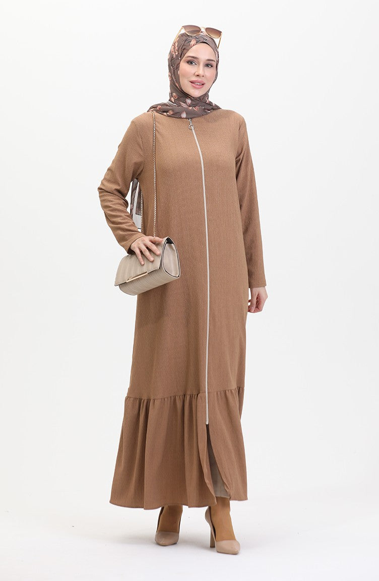 Abaya Avec Jupe à Froufrous 5109-02 Vison 5109-02