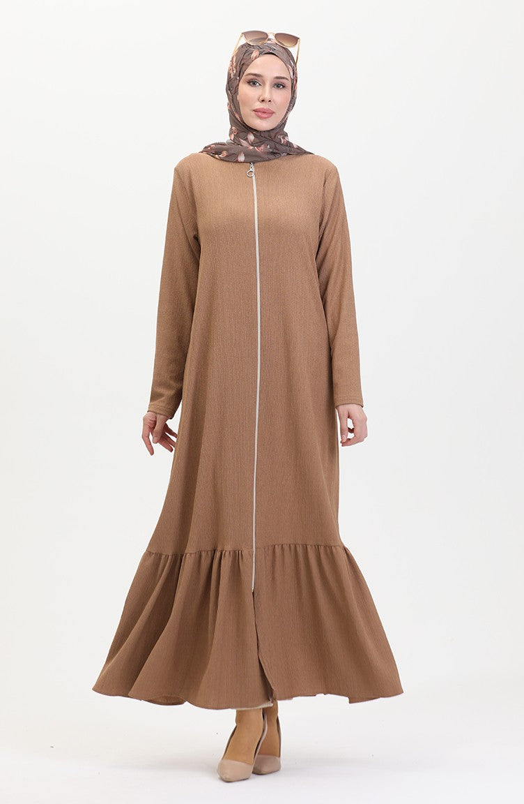 Abaya Avec Jupe à Froufrous 5109-02 Vison 5109-02