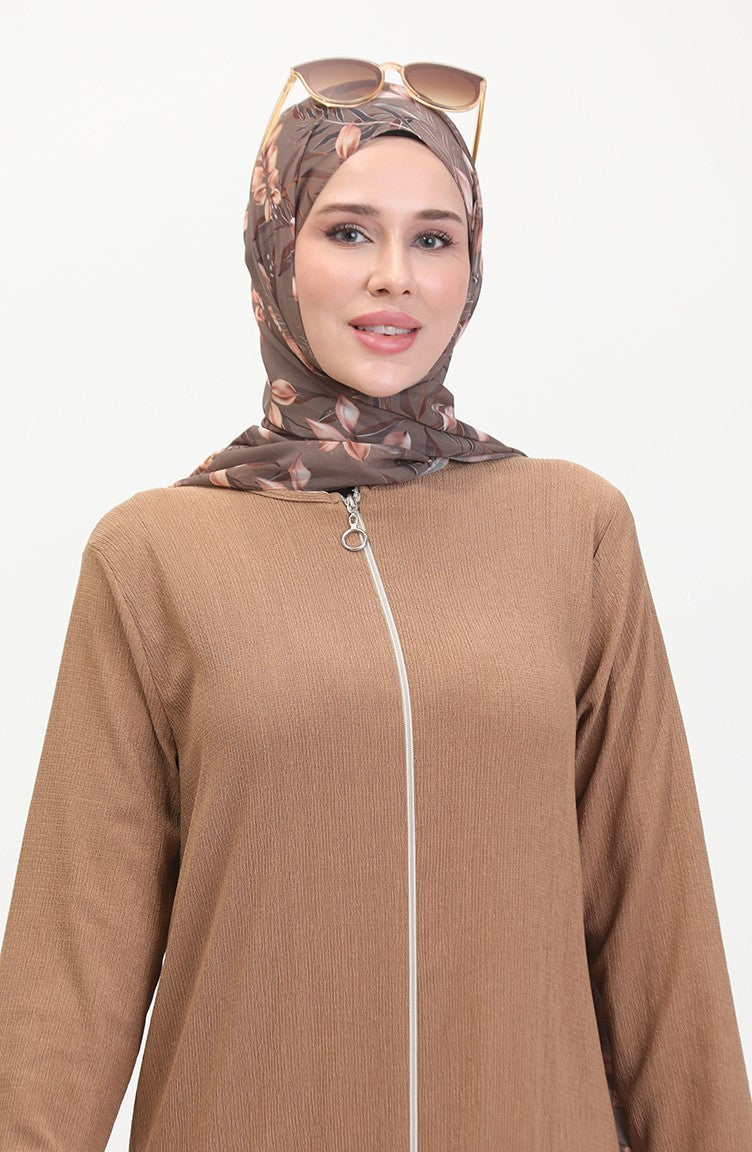 Abaya Avec Jupe à Froufrous 5109-02 Vison 5109-02