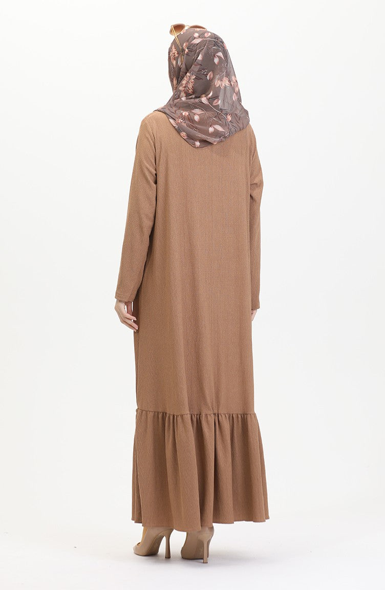 Abaya Avec Jupe à Froufrous 5109-02 Vison 5109-02
