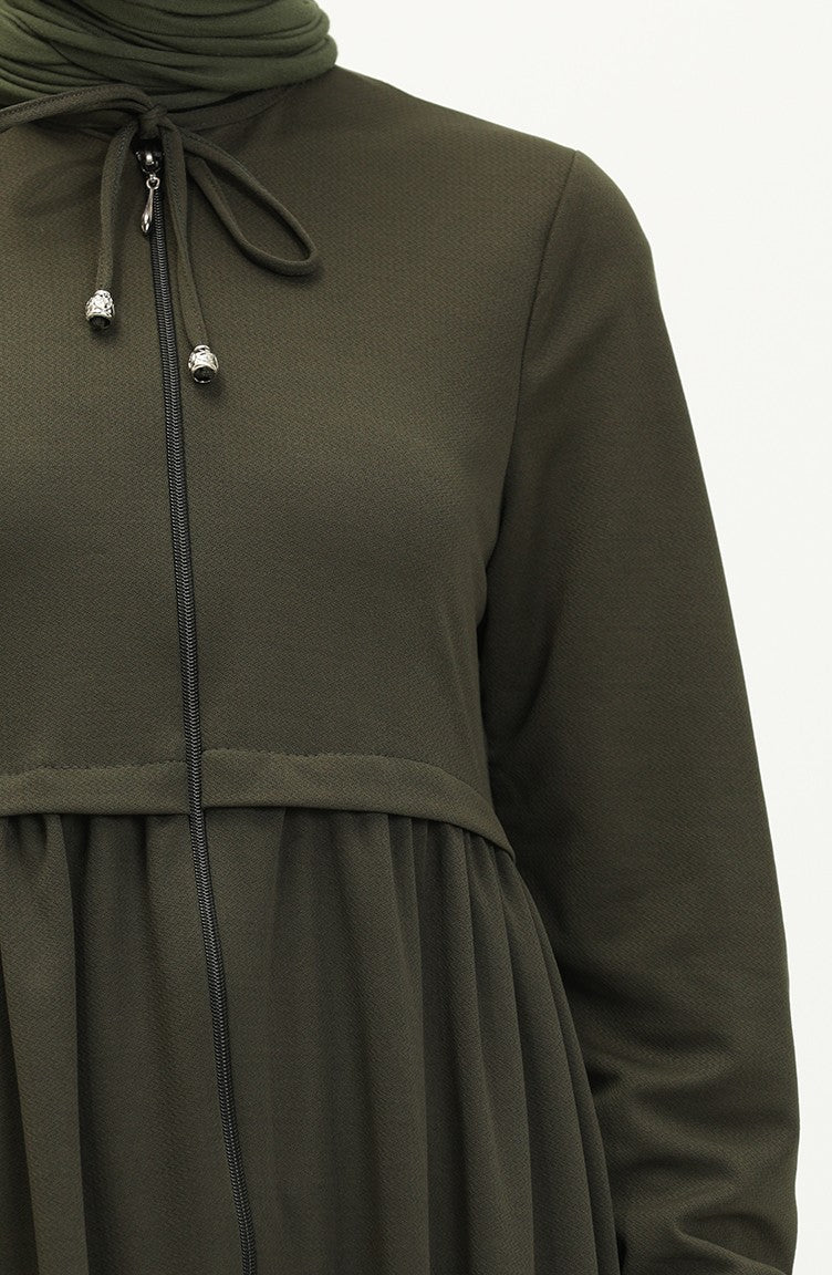 Abaya à Fermeture 0569-03 Khaki 0569-03
