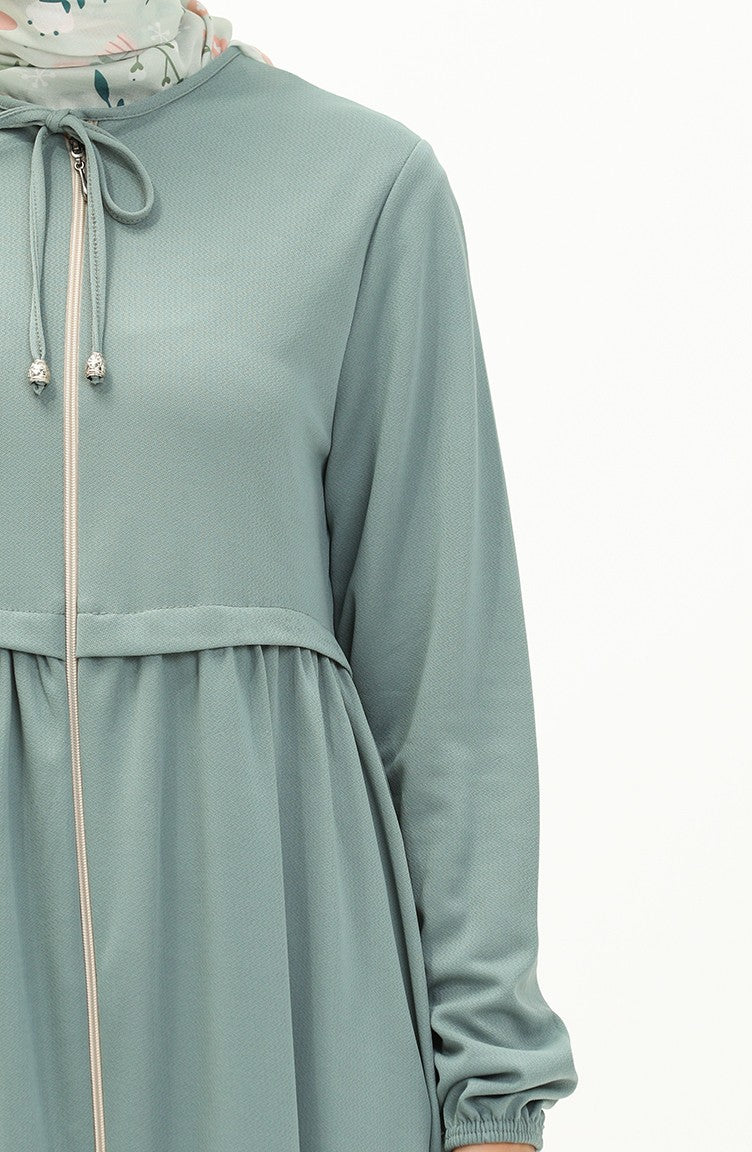 Abaya à Fermeture 0569-06 Vert Menthe 0569-06