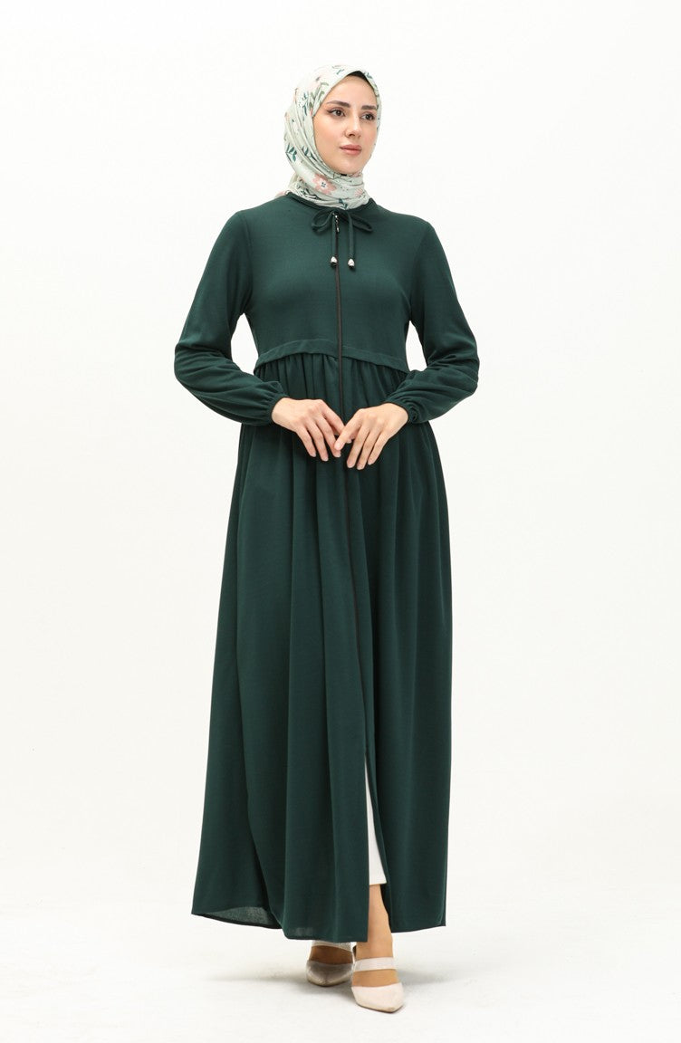 Abaya A Fermeture 0569-07 Vert Emeraude 0569-07
