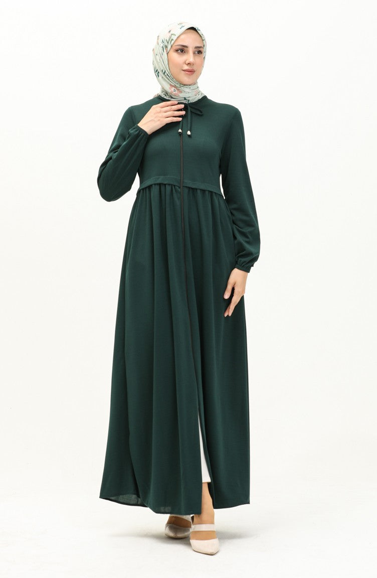 Abaya A Fermeture 0569-07 Vert Emeraude 0569-07