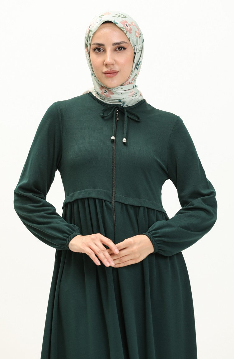 Abaya A Fermeture 0569-07 Vert Emeraude 0569-07