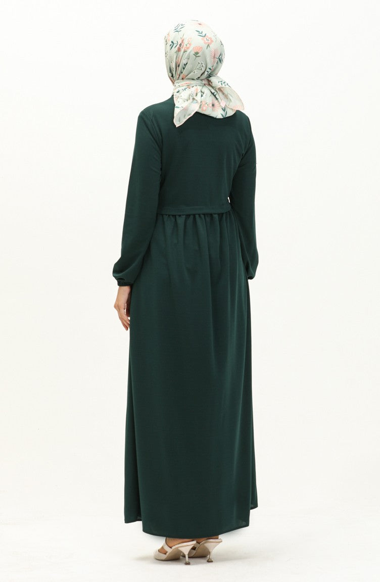 Abaya A Fermeture 0569-07 Vert Emeraude 0569-07