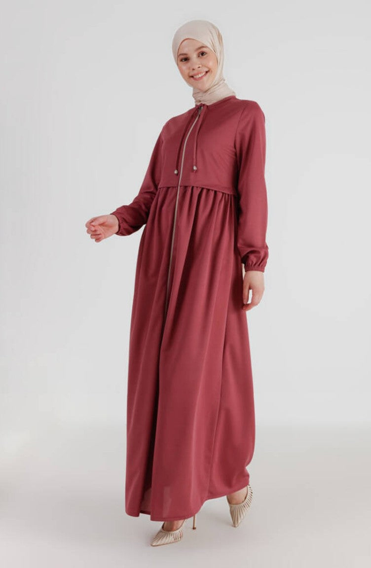 Abaya A Fermeture 0569-11 Rose Poudré 0569-11