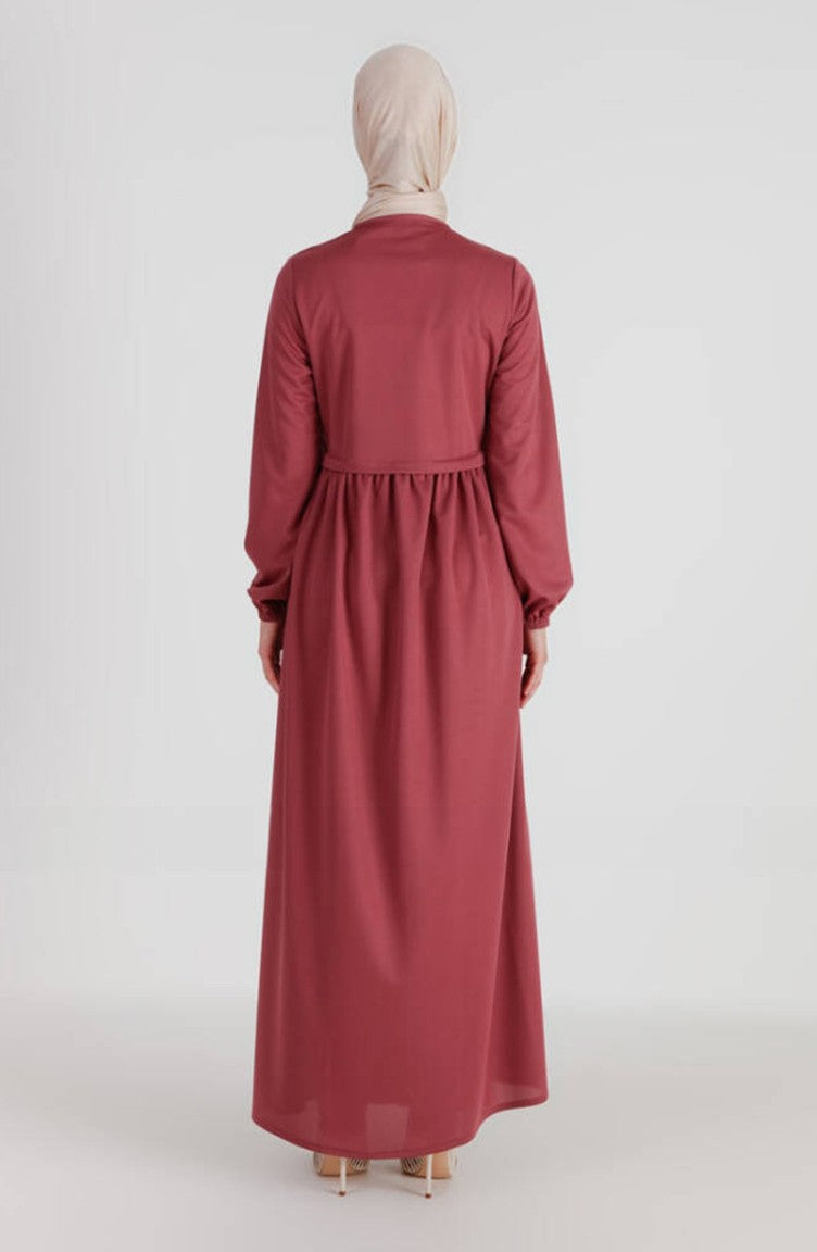 Abaya A Fermeture 0569-11 Rose Poudré 0569-11