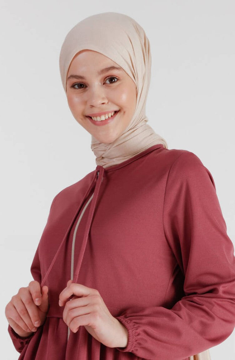 Abaya A Fermeture 0569-11 Rose Poudré 0569-11