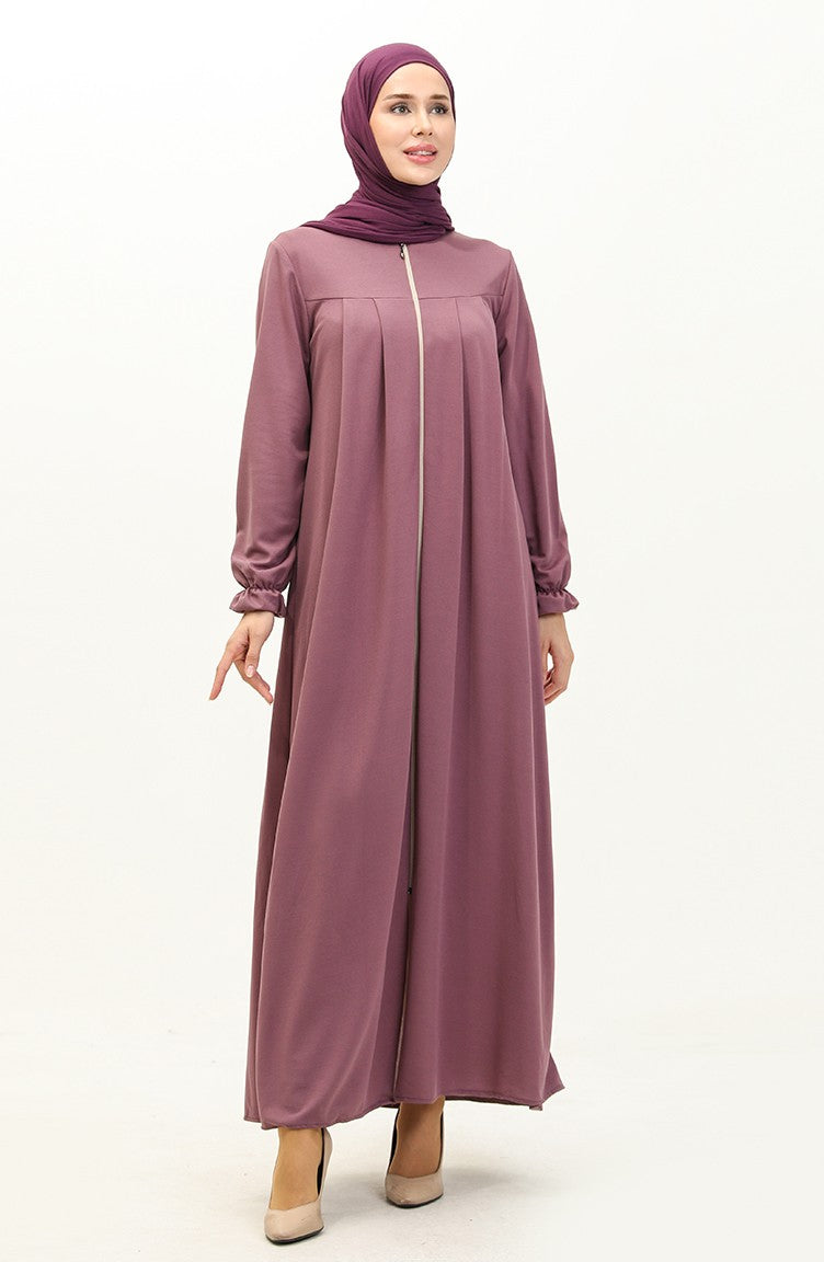 Abaya à Fermeture 0702-04 Lila Foncé 0702-04