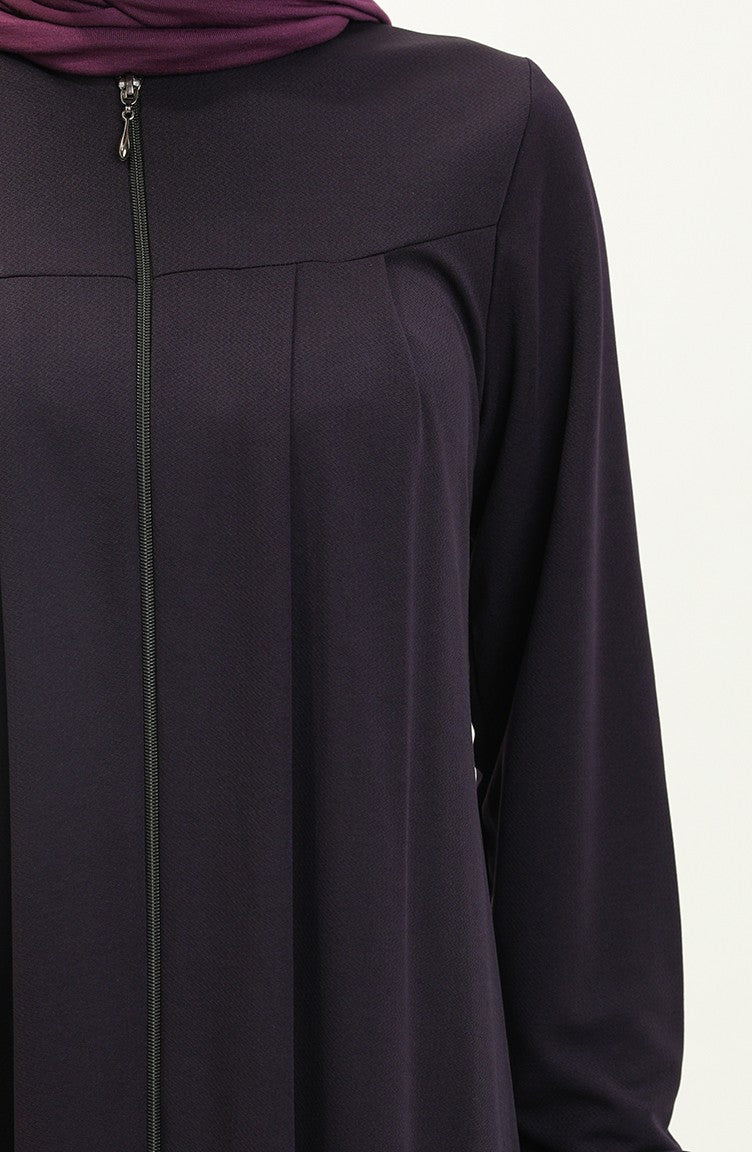 Abaya à Fermeture 0702-06 Pourpre 0702-06