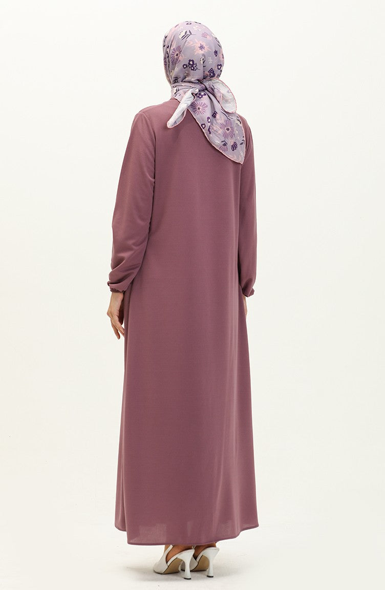 Abaya à Fermeture 6666-08 Lila Foncé6666-08