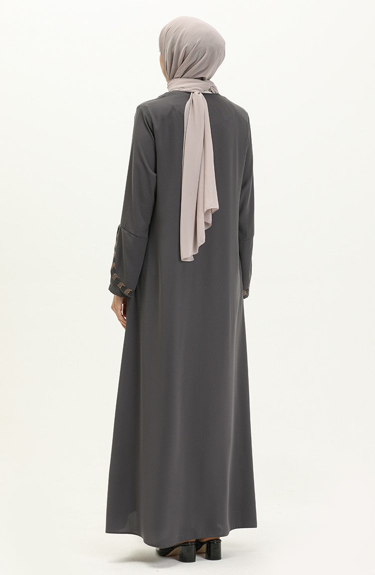 Abaya Zippée Grande Taille 5032-06 Gris 5032-06