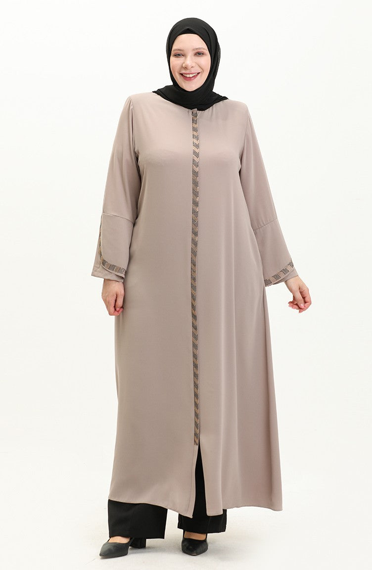 Abaya Zippée Grande Taille 5032-07 Vison5032-07