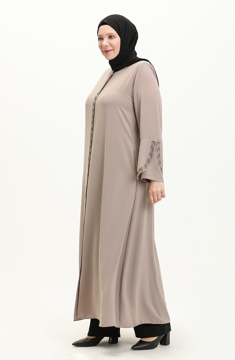 Abaya Zippée Grande Taille 5032-07 Vison5032-07