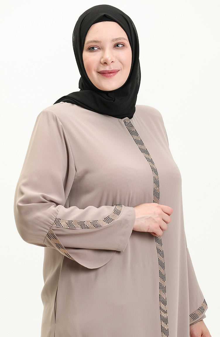 Abaya Zippée Grande Taille 5032-07 Vison5032-07