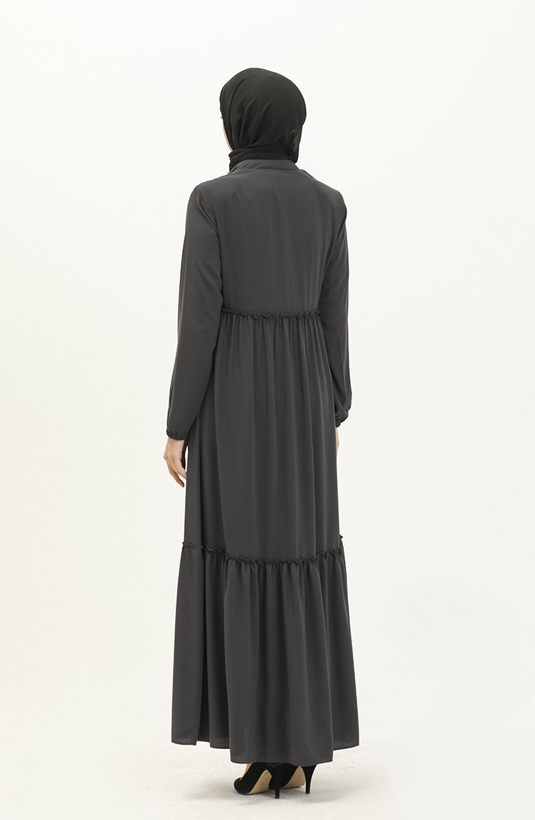 Abaya Plissée 5042-06 Gris 5042-06