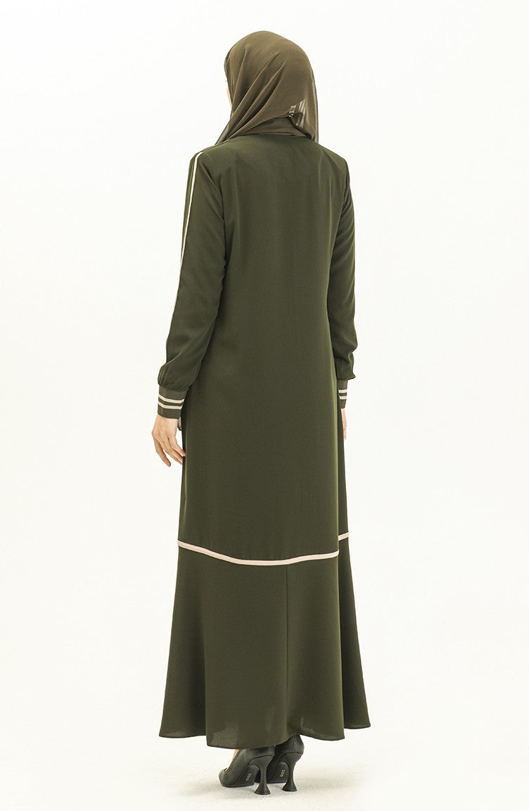 Abaya à Fermeture 5043-04 Khaki 5043-04
