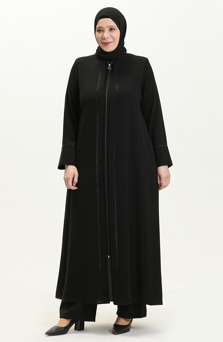 Abaya en Pierre Grande Taille 5050-01 Noir 5050-01