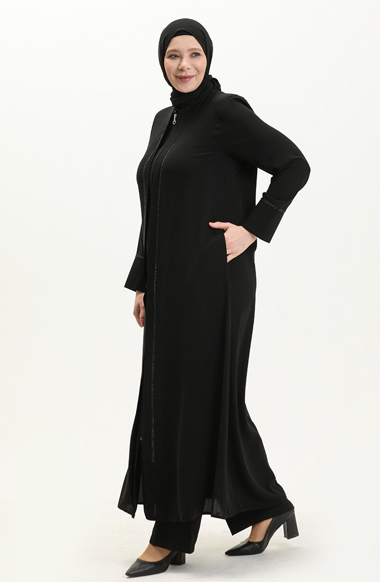 Abaya en Pierre Grande Taille 5050-01 Noir 5050-01