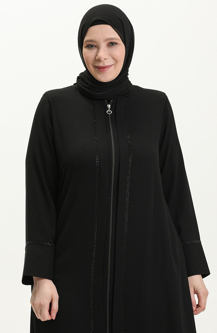 Abaya en Pierre Grande Taille 5050-01 Noir 5050-01