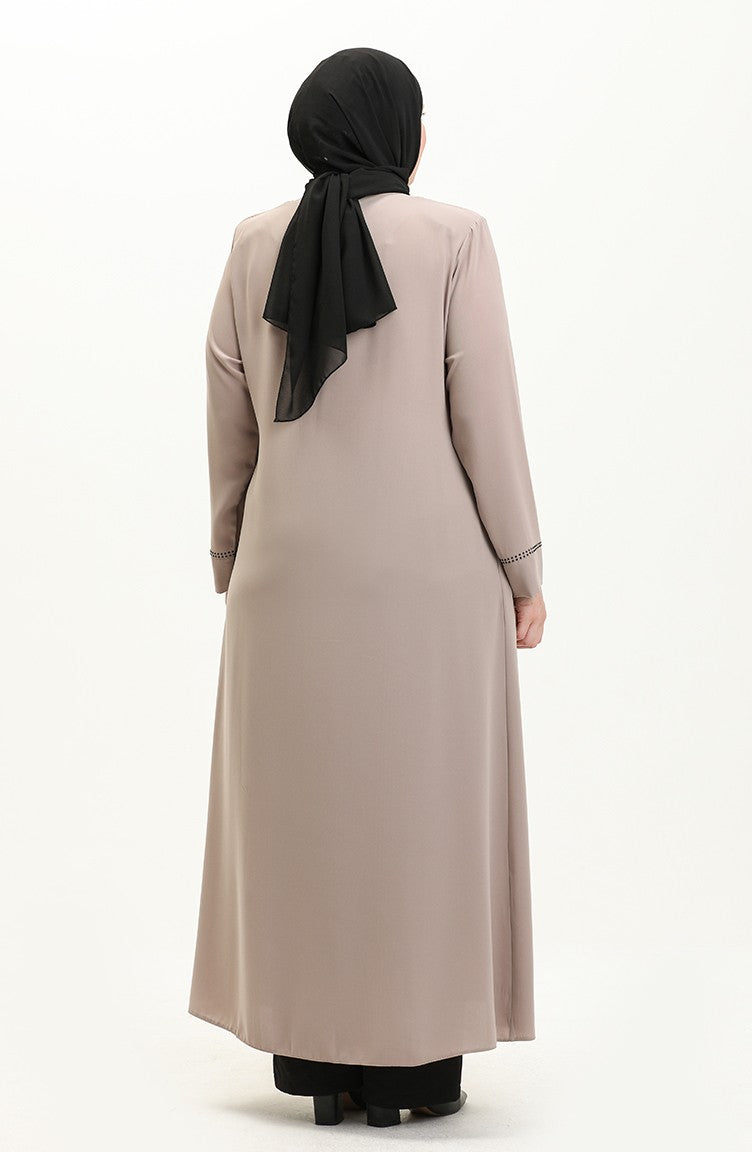 Abaya en Pierre de Grande Taille 5050-07 Crème5050-07