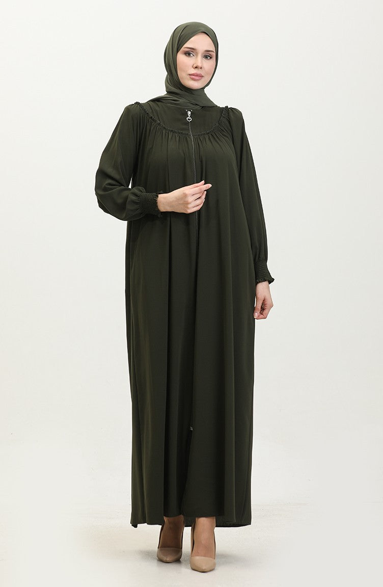 Gıpeli Abaya A Fermeture 5071-03 Khaki 5071-03