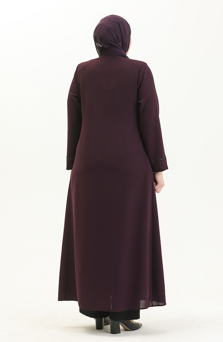 Abaya Pierre Imprimée Grande Taille 5054-02 Plum 5054-02