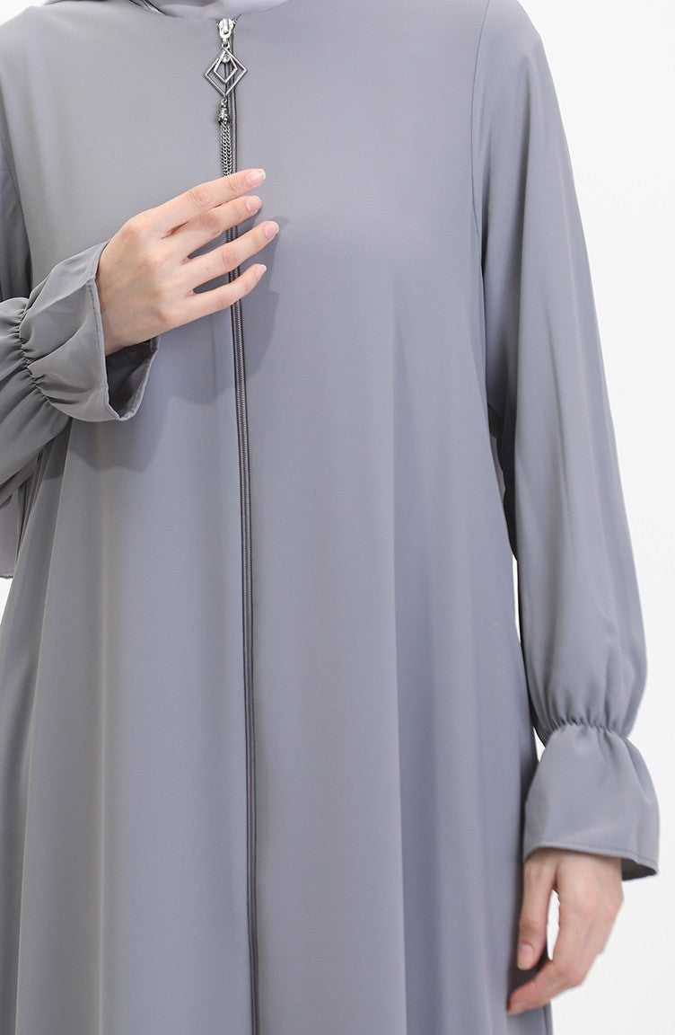 Abaya A Fermeture Et Manches Elastiques 0513-06 Anthracite 0513-06