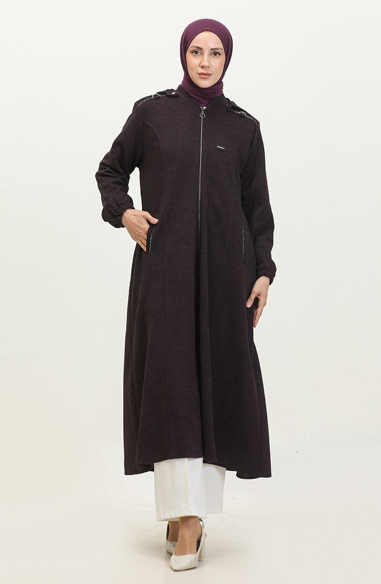 Manteau D`hiver à Capuche Femme Grande Taille 5150 Prune 5150.Mürdüm