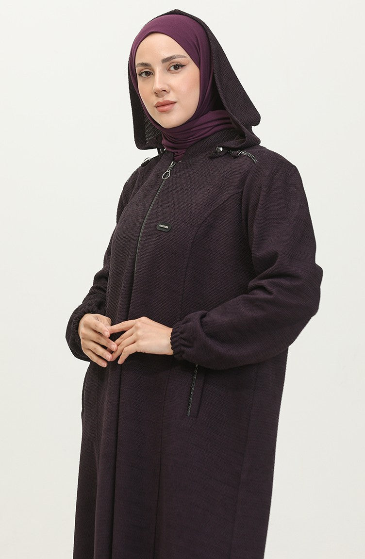 Manteau D`hiver à Capuche Femme Grande Taille 5150 Prune 5150.Mürdüm
