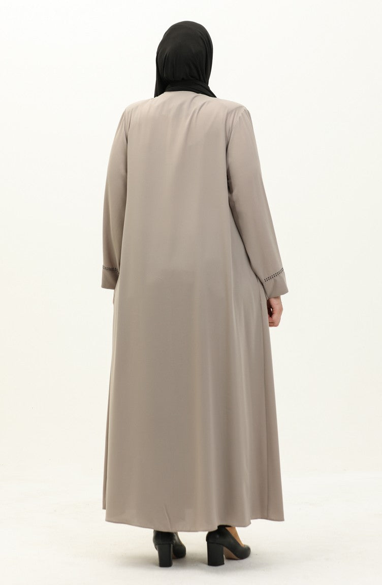 Abaya en Pierre Imprimé Grande Taille 4005X-04 Pierre 4005X-04