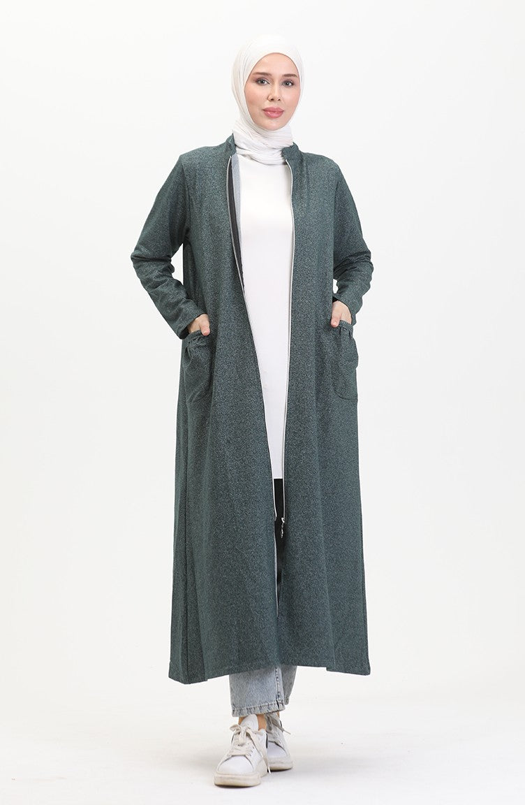Abaya A Fermeture Deux Fils 10650-01 Vert Emeraude 10650-01