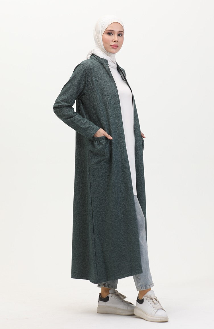 Abaya A Fermeture Deux Fils 10650-01 Vert Emeraude 10650-01