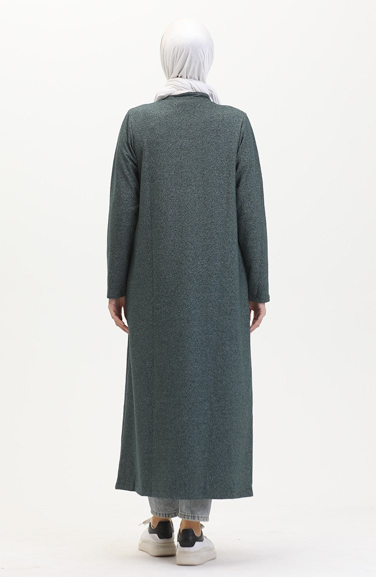 Abaya A Fermeture Deux Fils 10650-01 Vert Emeraude 10650-01