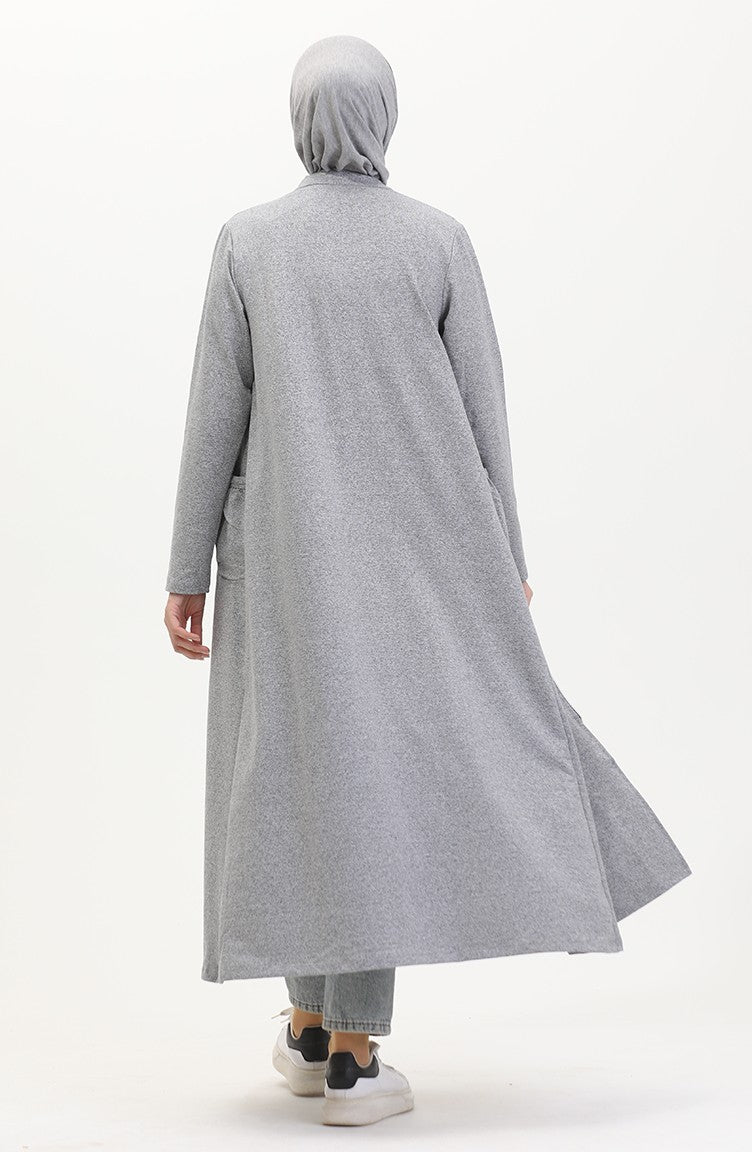 Abaya A Fermeture Deux Fils 10650-02 Gris 10650-02