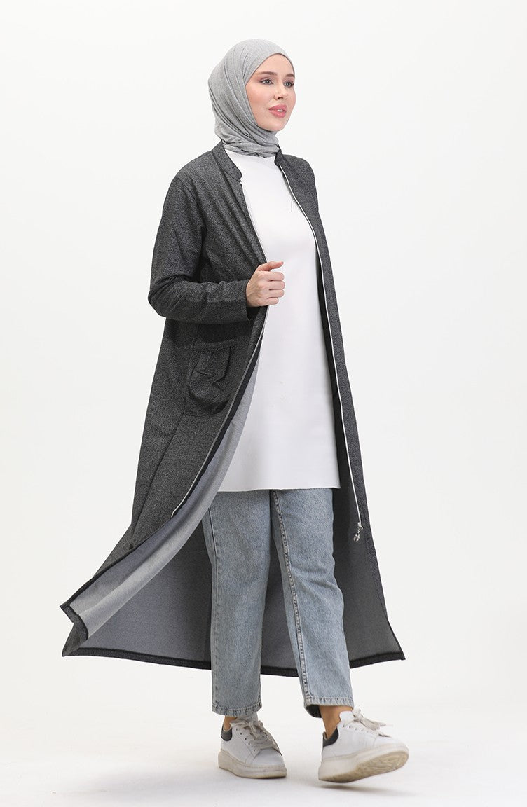 Abaya A Fermeture Deux Fils 10650-03 Noir 10650-03