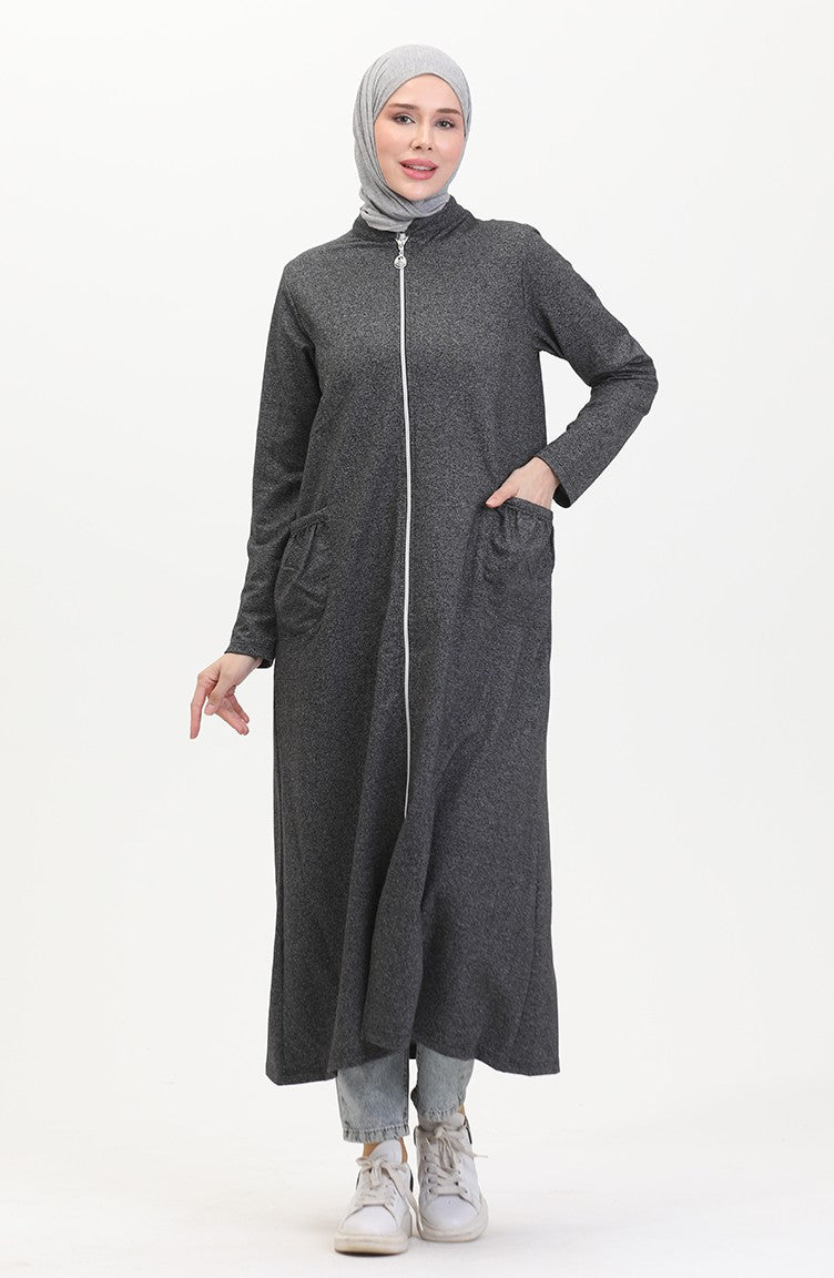 Abaya A Fermeture Deux Fils 10650-03 Noir 10650-03