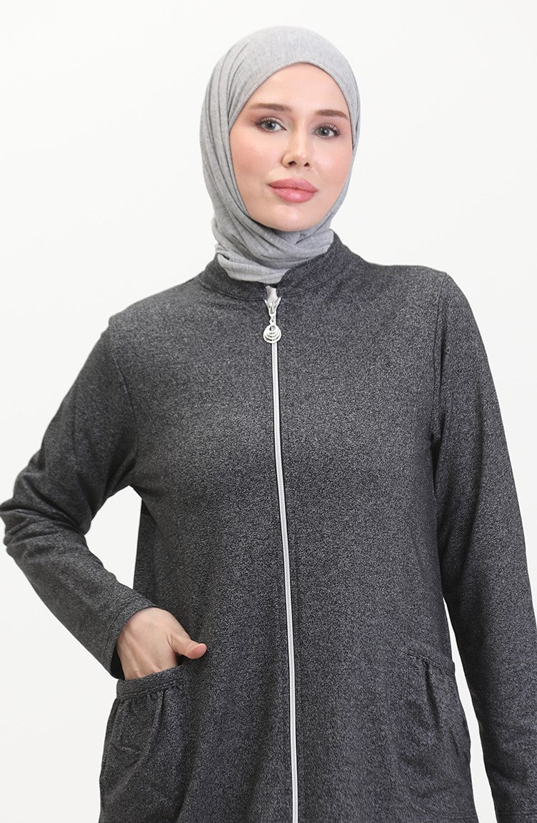 Abaya A Fermeture Deux Fils 10650-03 Noir 10650-03
