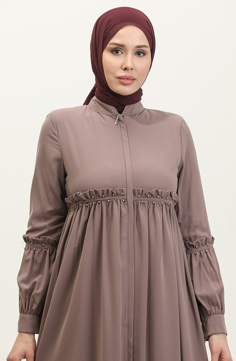 Jamila Summer Abaya Avec Perles Dusty Rose 5928