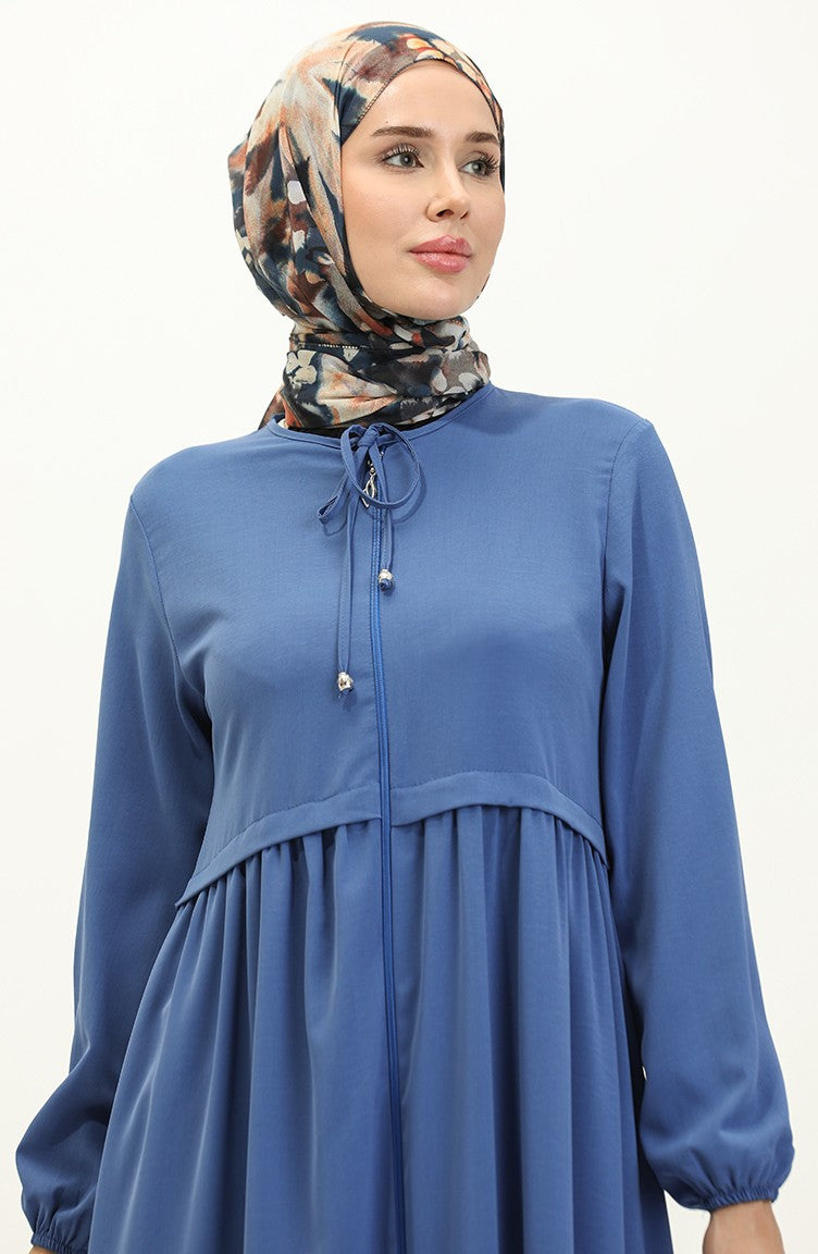 Abaya à Fermeture 4525-04 İndigo 4525-04