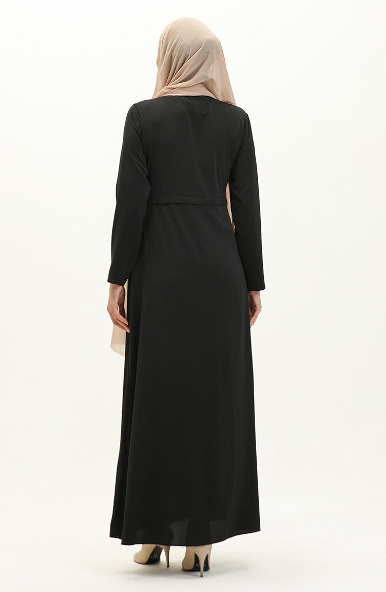 Abaya Plissée 4526-07 Noir 4526-07