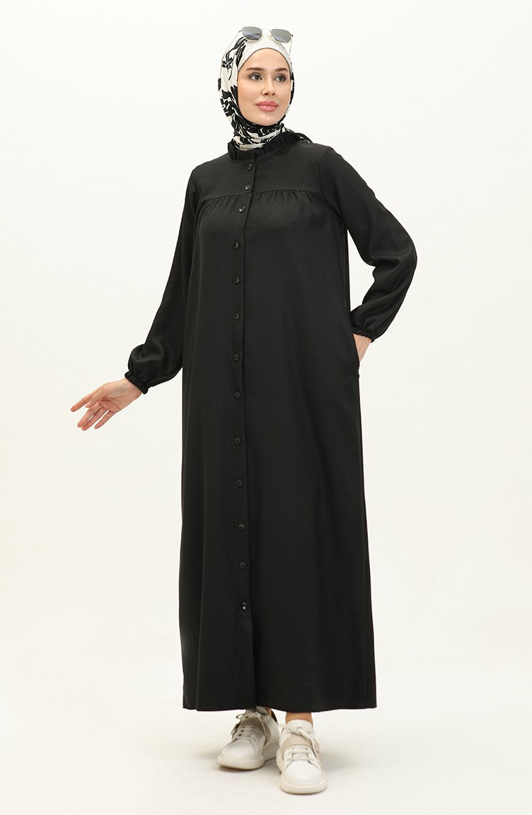Abaya Robe A Boutons 24K9044-01 Noir 24K9044-01