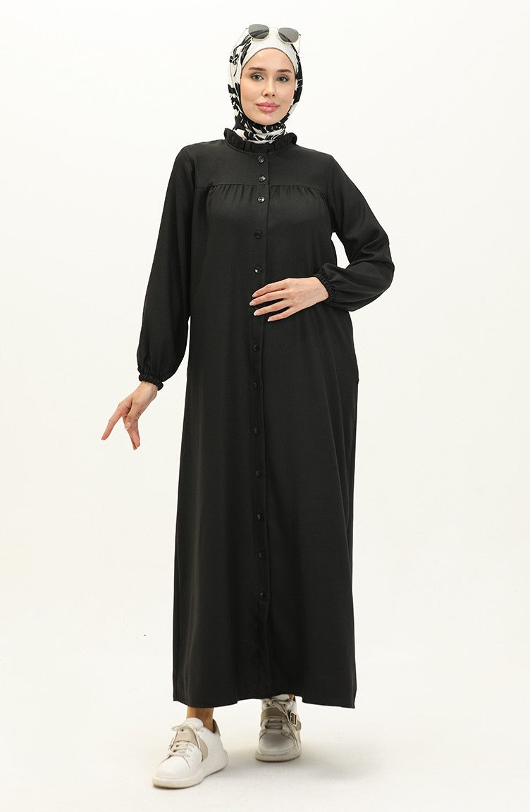 Abaya Robe A Boutons 24K9044-01 Noir 24K9044-01