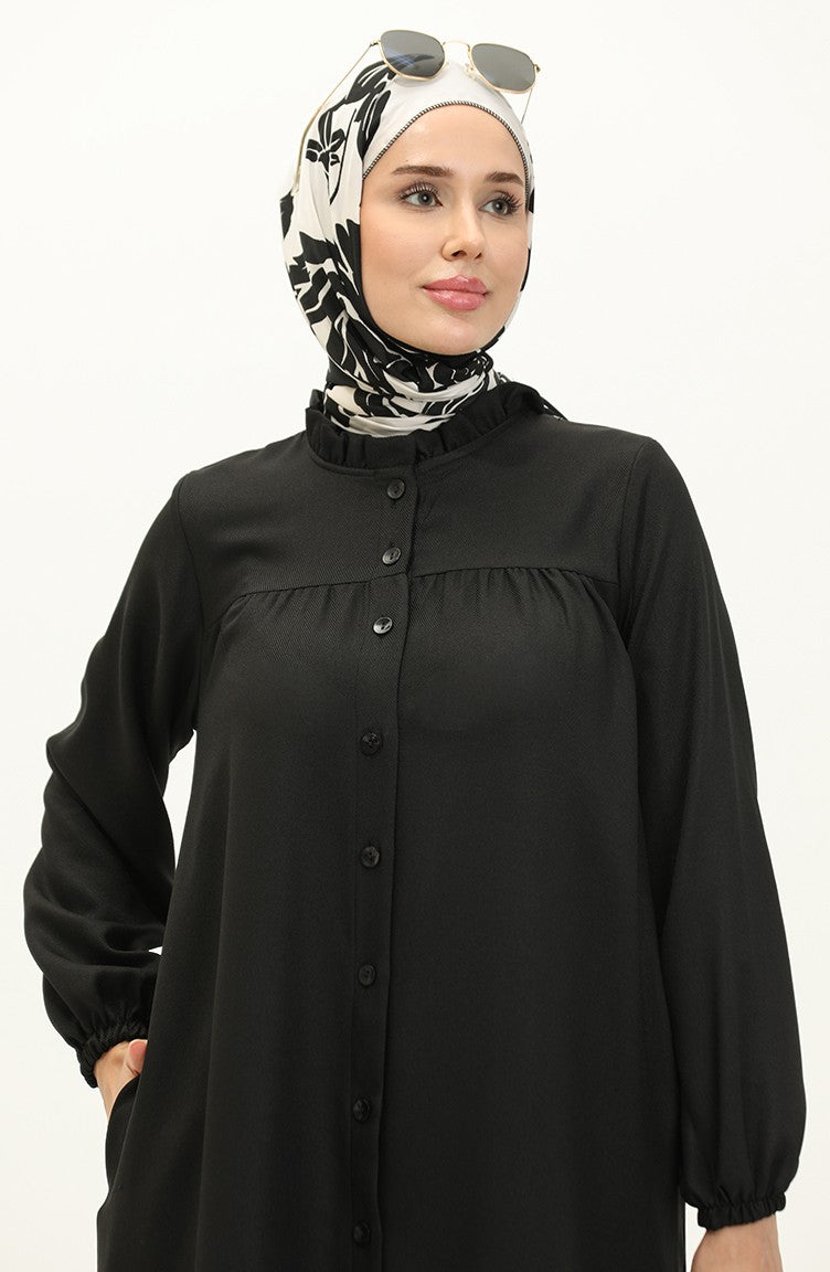 Abaya Robe A Boutons 24K9044-01 Noir 24K9044-01